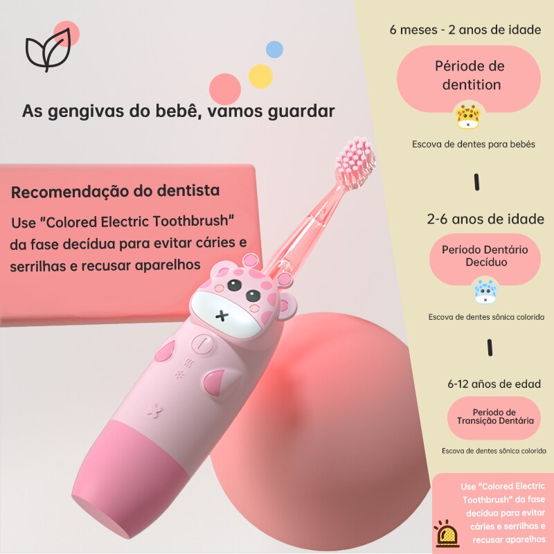 Escova de dente elétrica para crianças - Ferlaquez Kids